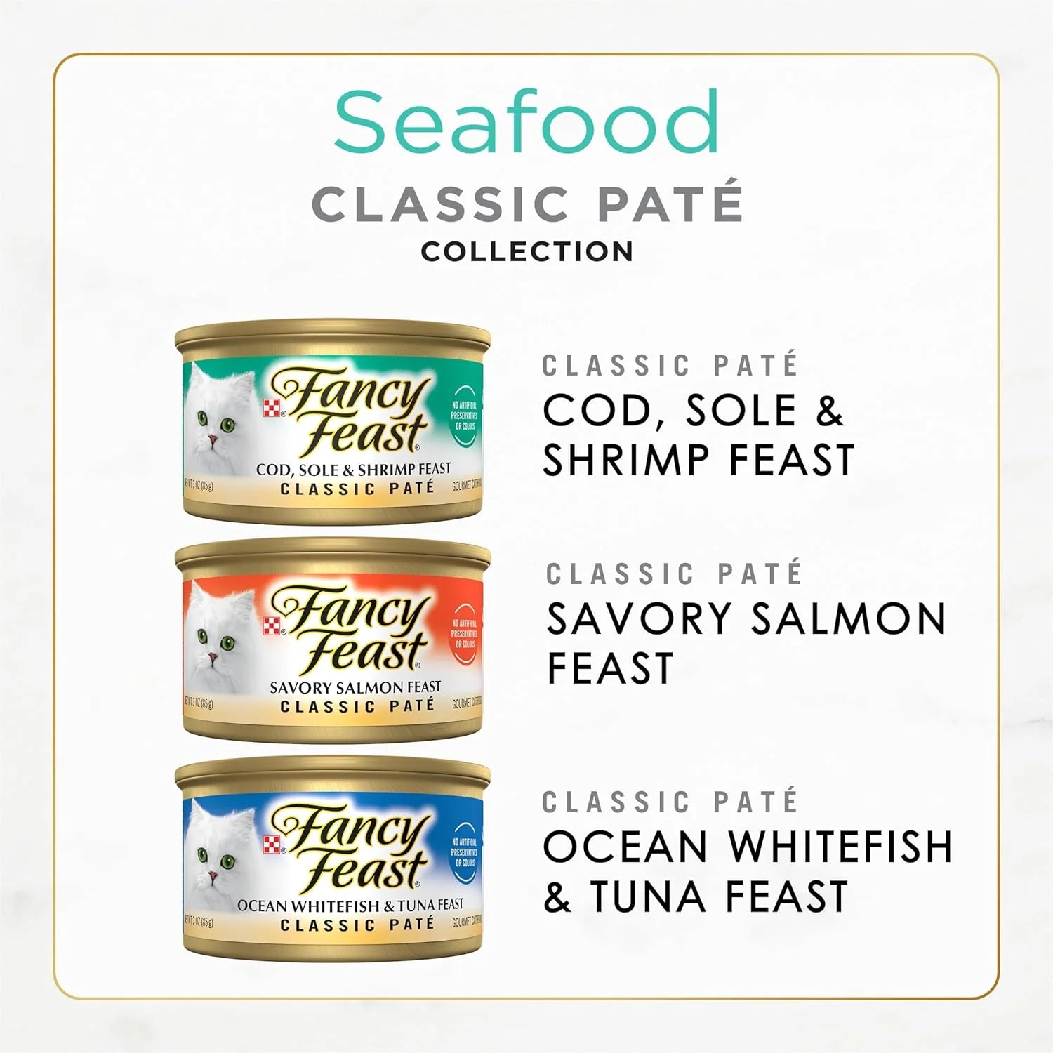 Seafood Classic Pate Collection Grain Free Wet Cat Food Variety Pack - (Pack of 36) 3 Oz. Cans