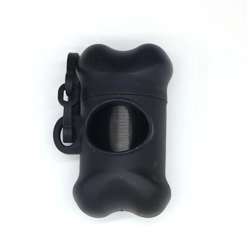 Portable Bone Shaped Dog Waste Bag Holder with Disposable Pet Garbage Bags for Outdoor Walking Supply