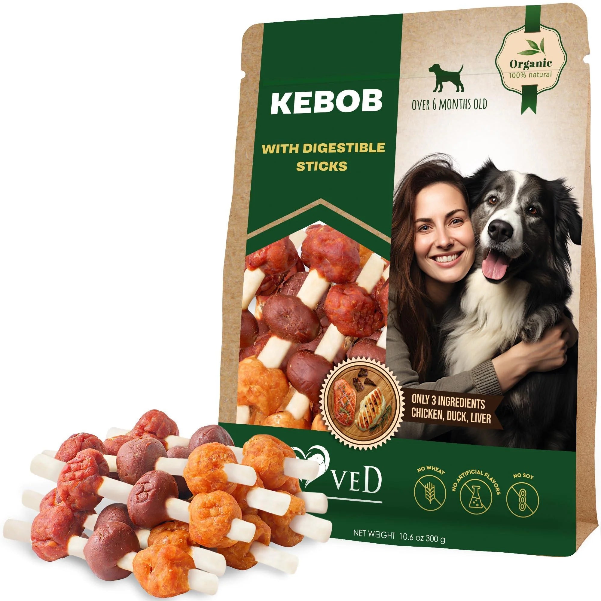 Kabob Dog Treats Duck & Chicken Rawhide-Free & Grain-Free Dental Support