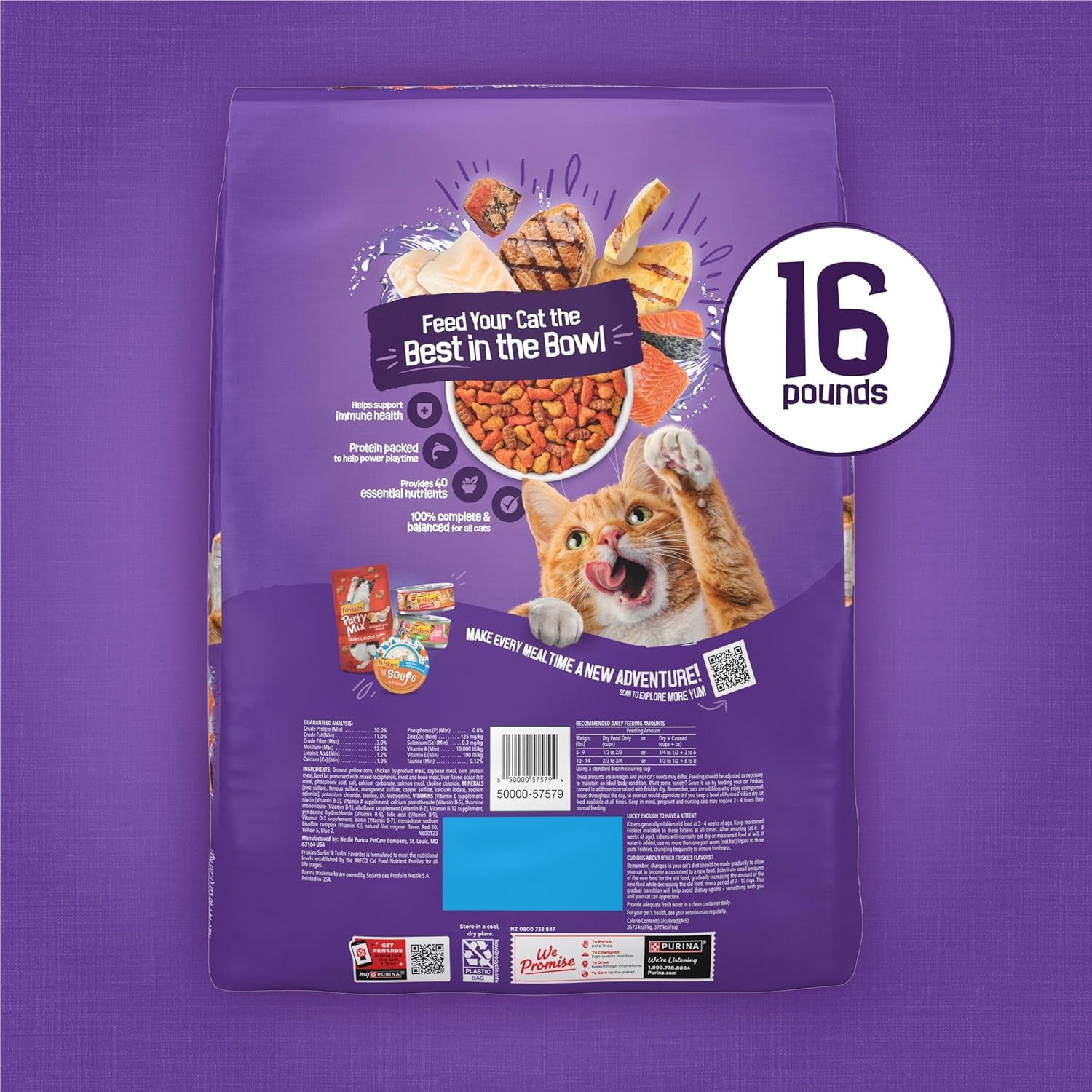 Dry Cat Food, Surfin' & Turfin' Favorites - 16 Lb. Bag