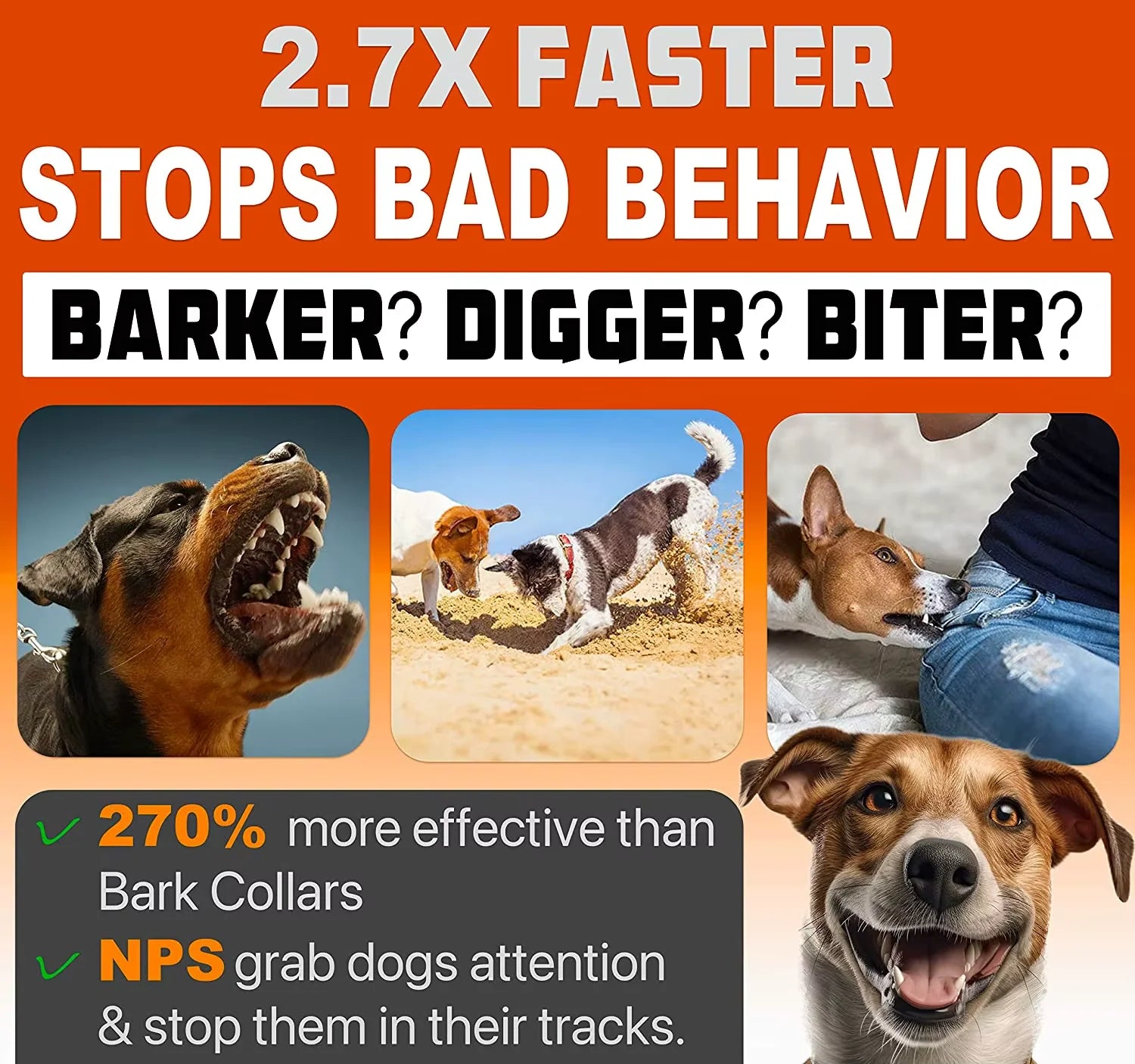 Dog Bark Deterrent Devices, 6 Modes 3X Ultrasonic anti Barking Device for Dogs, 33 FT Range Barks No More Indoors Neighbor Outdoors with Flashlight,Dog Training Device