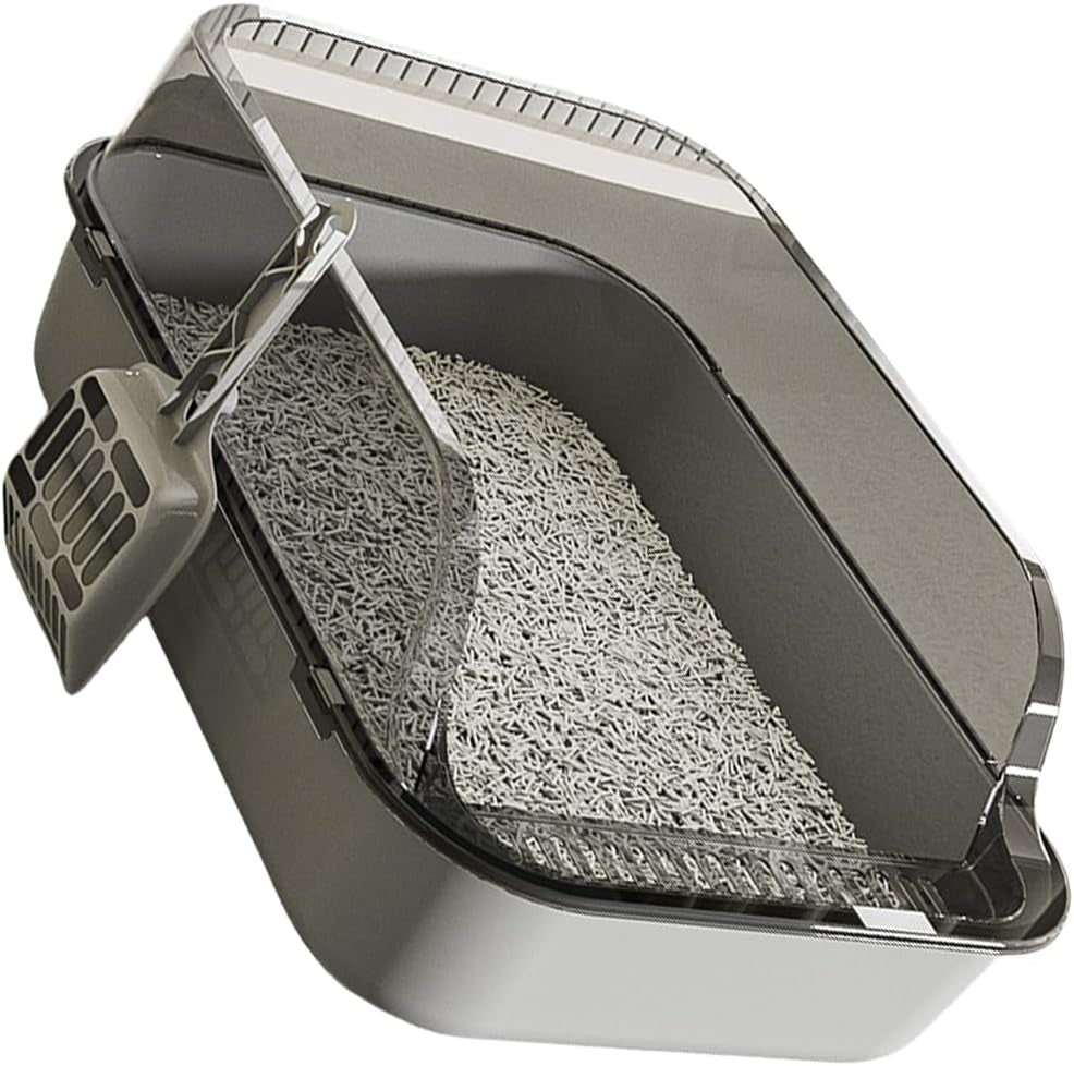 Semi-Enclosed Toilet,Anti-Spill Design,Thickened Structure Odor Blocking, Simple Pet Litter Box,High Side Anti-Splashing, Semi-Enclosed Removable Cats Litter Boxes, Easy To-Clean