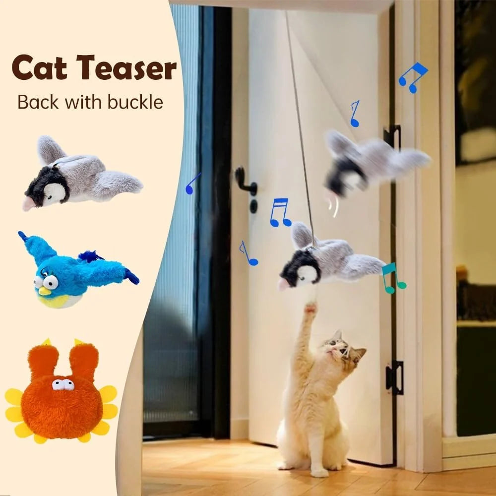 Cat Toy, 2026 Upgrade Interactive Chirping Bird with Flapping Wings, Rechargeable Toy for Indoor Cats (Blue)