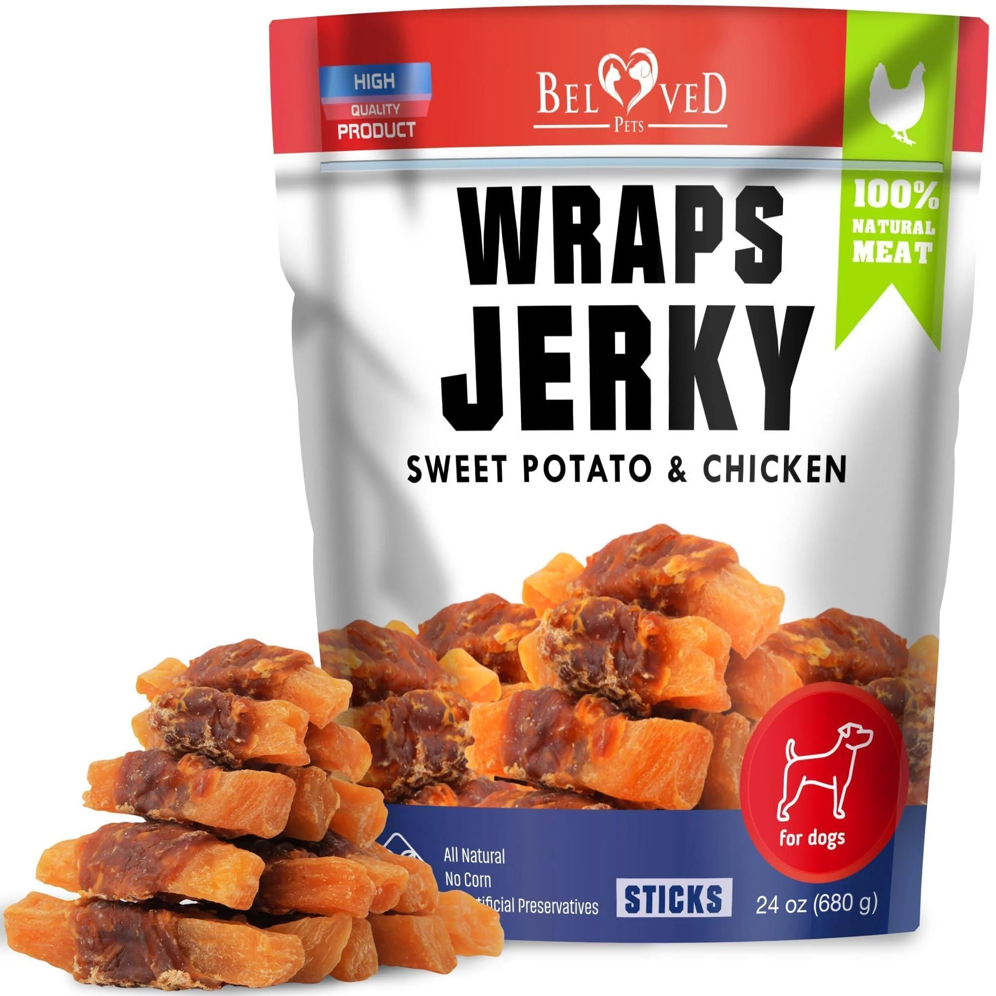 Chicken Jerky Dog Treats 24 Oz Human-Grade Grain-Free Sweet Potato