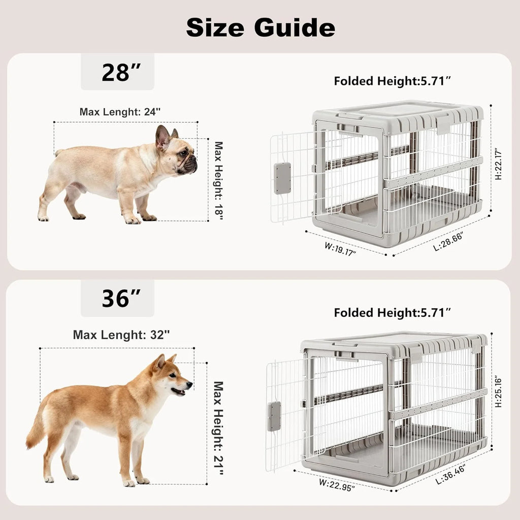 Foldable Dog Crate for Medium Dogs - 28" L Collapsible Dog Kennel No Tools Required with 4 Sides Steel Cage for Dogs Indoor, Portable Carrier with 2 Smooth Wheels for Travel