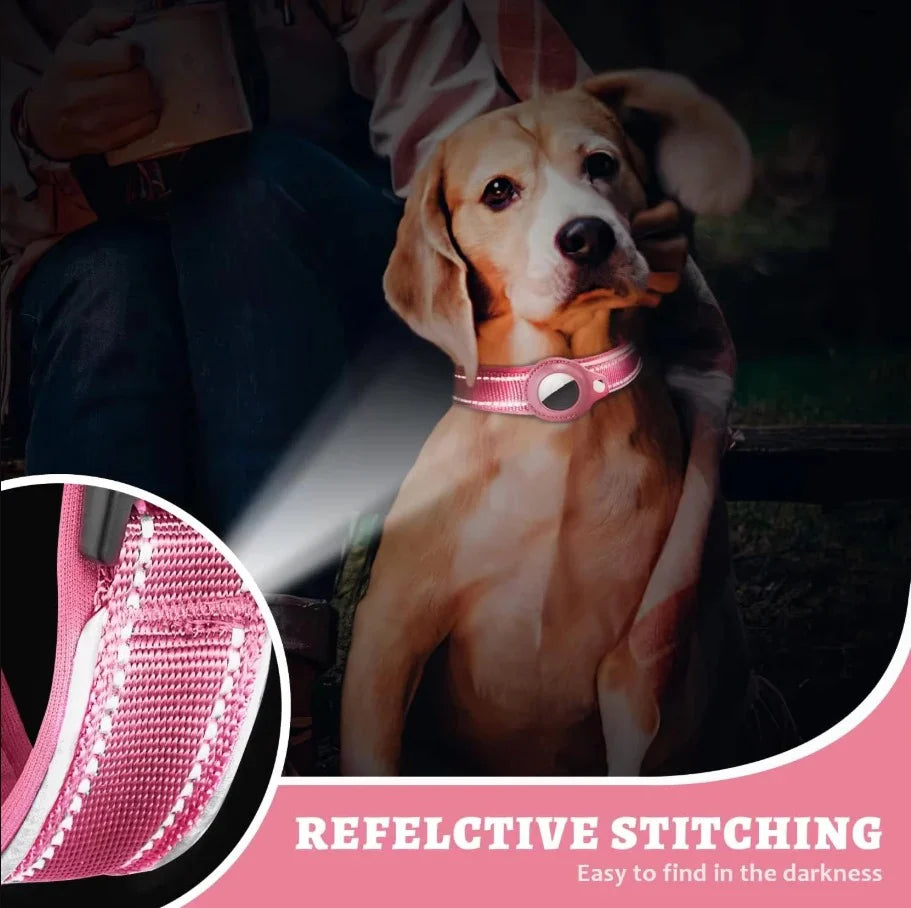 Reflective Airtag Dog Collar, Heavy Duty Dog Collar with Adjustable Airtag Holder Case Accessories for Large Dogs