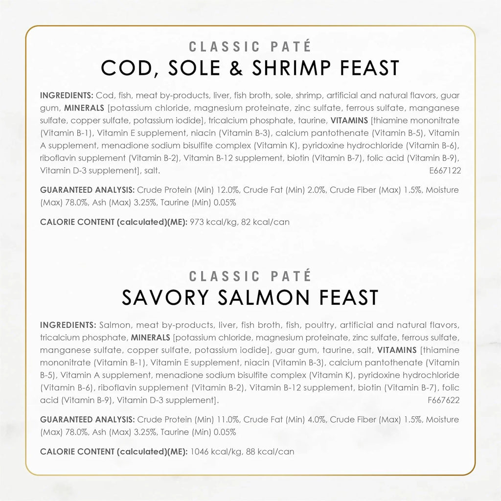 Seafood Classic Pate Collection Grain Free Wet Cat Food Variety Pack - (Pack of 36) 3 Oz. Cans