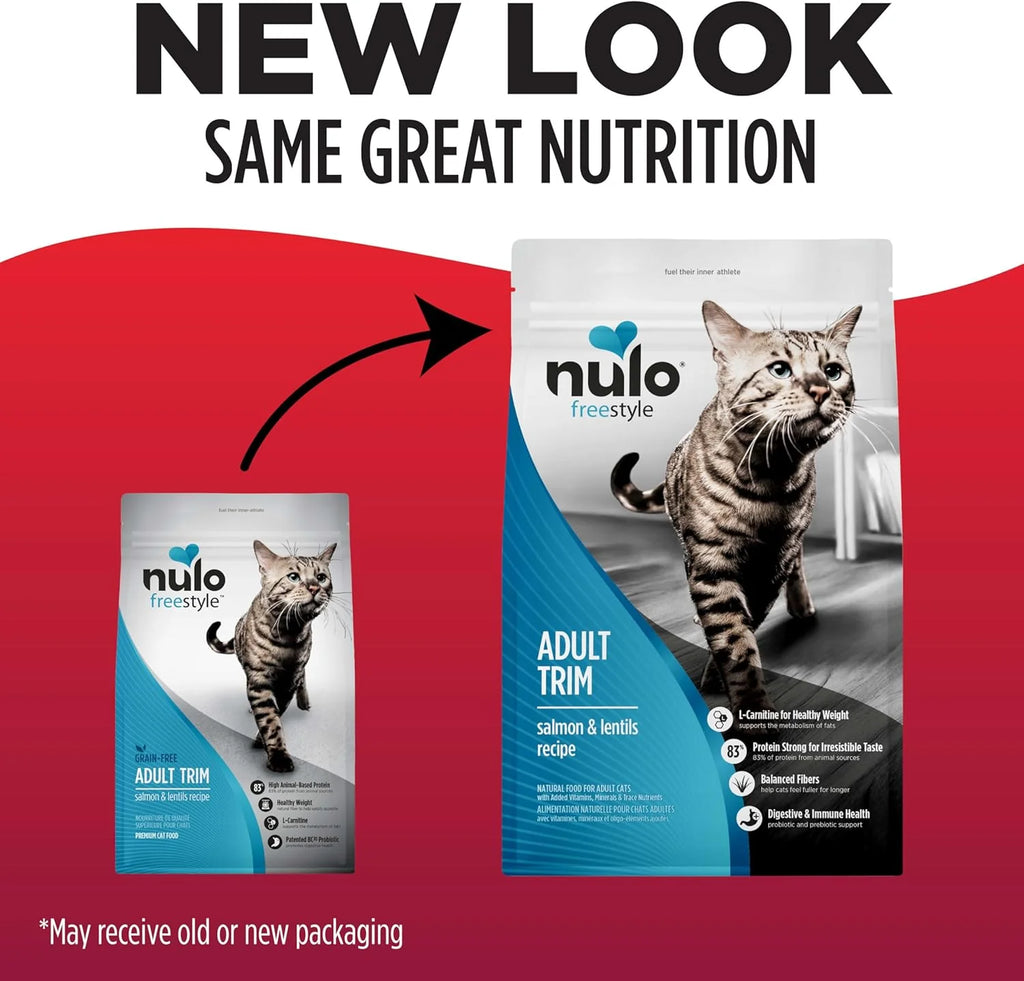 Freestyle High Protein Trim Cat Food, Salmon & Lentils Recipe - Natural Grain-Free Dry Cat Food for Weight Management with L-Carnitine, Natural Fiber, & Probiotics, 4 Lb Bag