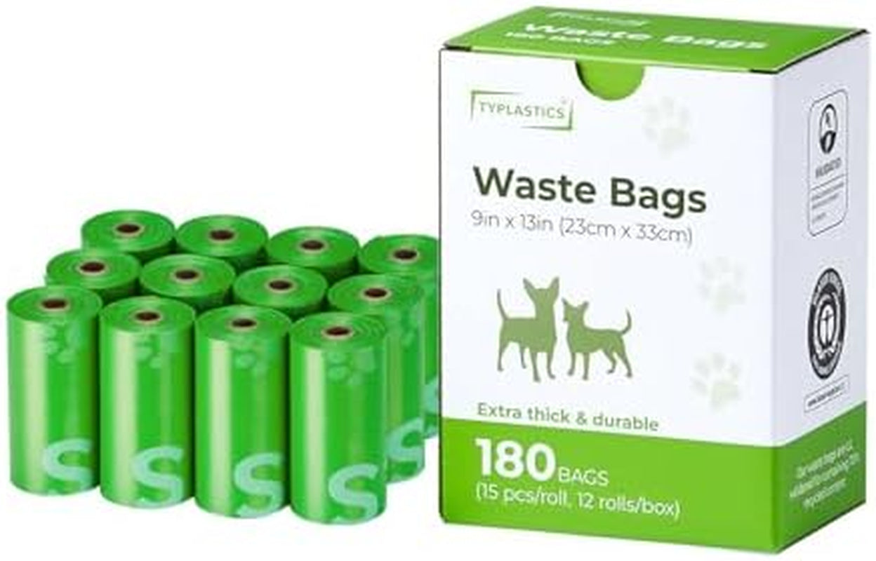 Poop Bags for Dogs,180 Bags, Waste Refuse Cleanup, Doggy Roll Refills for Outdoor Puppy Walking and Travel, Leakproof and Tear Resistant, Unscented, 12 Pack of 15, Lime Green