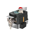 Stainless Steel Cat Litter Box with Lid 110° Flip-Top Extra Large Enclosed Litter Box Non-Sticky Metal Pan with High Sided & Scoop, Odor Free, Front & Top Entry, Anti-Leakage, Easy Cleaning