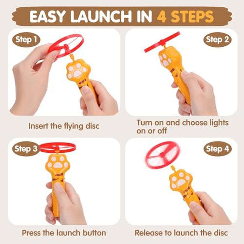 Cat Fetch Toy, Rechargeable Flying Disc Launcher with 6 Flying Discs, Cat Interactive Hunting Toys for Outdoor & Indoor