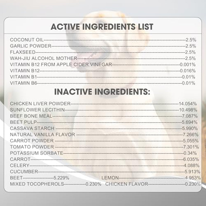 Dog Flea and Tick Chewable Supplement – Natural Support for Skin & Coat Health, Seasonal Comfort & Itch Relief – 180 Soft Chews with Chicken Flavor for Dogs & Puppies (180Pcs)