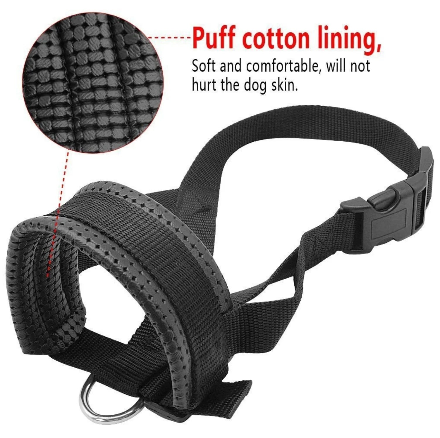 Adjustable Dog Muzzle - Anti-Bite & Anti-Chewing Leather Padded Mouth Cover for Small to Large Dogs