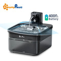 Downypaws 2.5L Automatic Stainless Steel Cat Water Fountain 4000Mah Wireless Pet Drinker Battery & Sensor 2 in 1 Dispenser