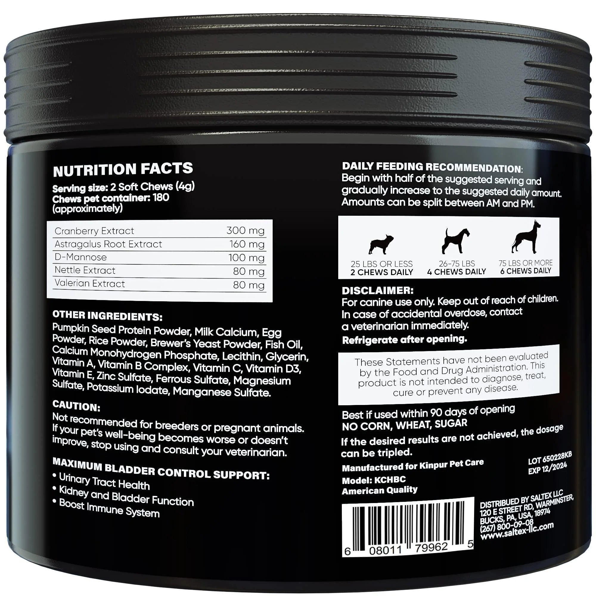 Cranberry Chews for Dogs 180 Count Urinary Tract Support