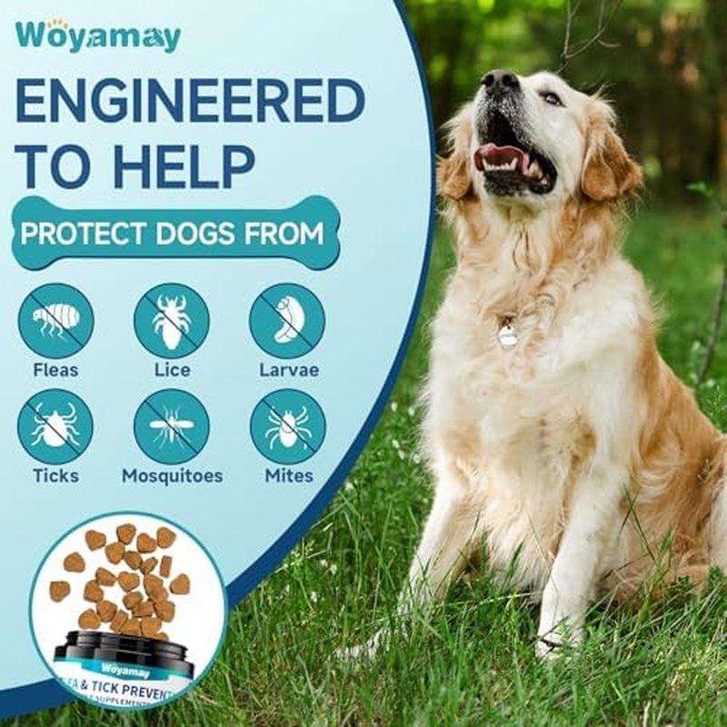 Flea and Tick Prevention for Dogs Chewables, 200 Soft Treats, Natural Dog Flea and Tick Treatment, Oral Flea Chews for Dogs Supplement, Flea and Tick Chews for Dogs Puppies, All Breeds & Sizes
