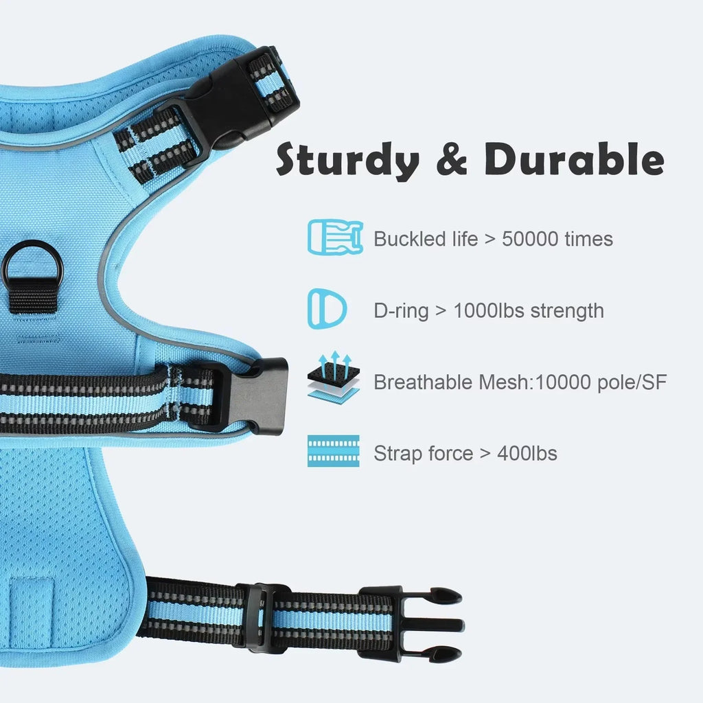 Dog Harness and Leash Combo, Escape Proof No Pull Vest Harness, with 5 Feet Leash, Reflective Adjustable Soft Padded Pet Harness (L)