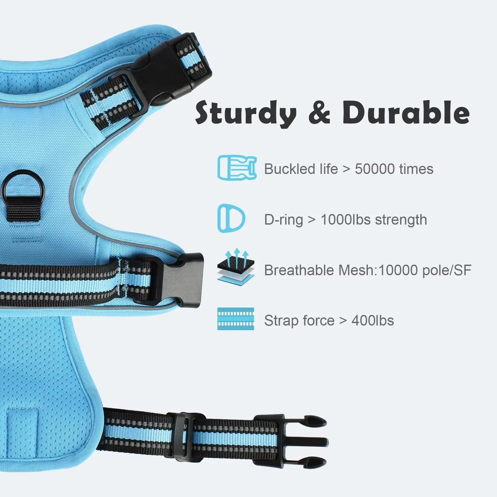 Dog Harness and Leash Combo, Escape Proof No Pull Vest Harness, with 5 Feet Leash, Reflective Adjustable Soft Padded Pet Harness (L)