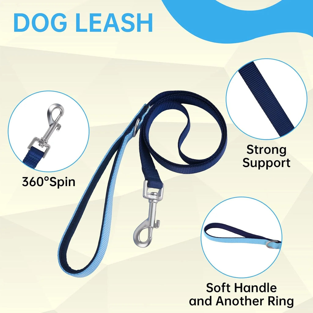 Dog Harness Leash and Collar Set, Soft Adjustable Dogs Vest Reflective and Comfortable Handle Blue Small