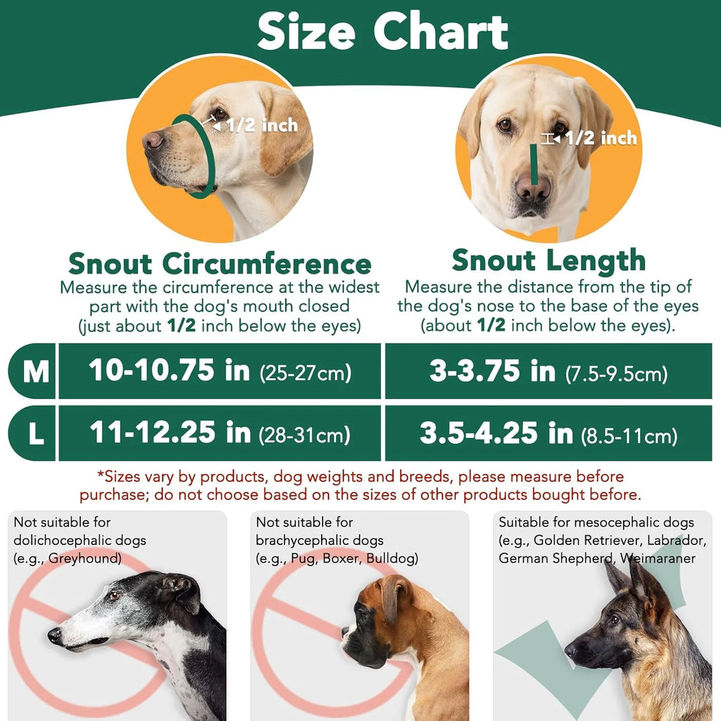 Dog Muzzle for Medium Large Dogs, Humane Basket Muzzle, Soft & Lightweight & Adjustable | anti Biting Chewing Eating, Suits Training Walks Grooming Vet Visits, Drink & Pant Easily L