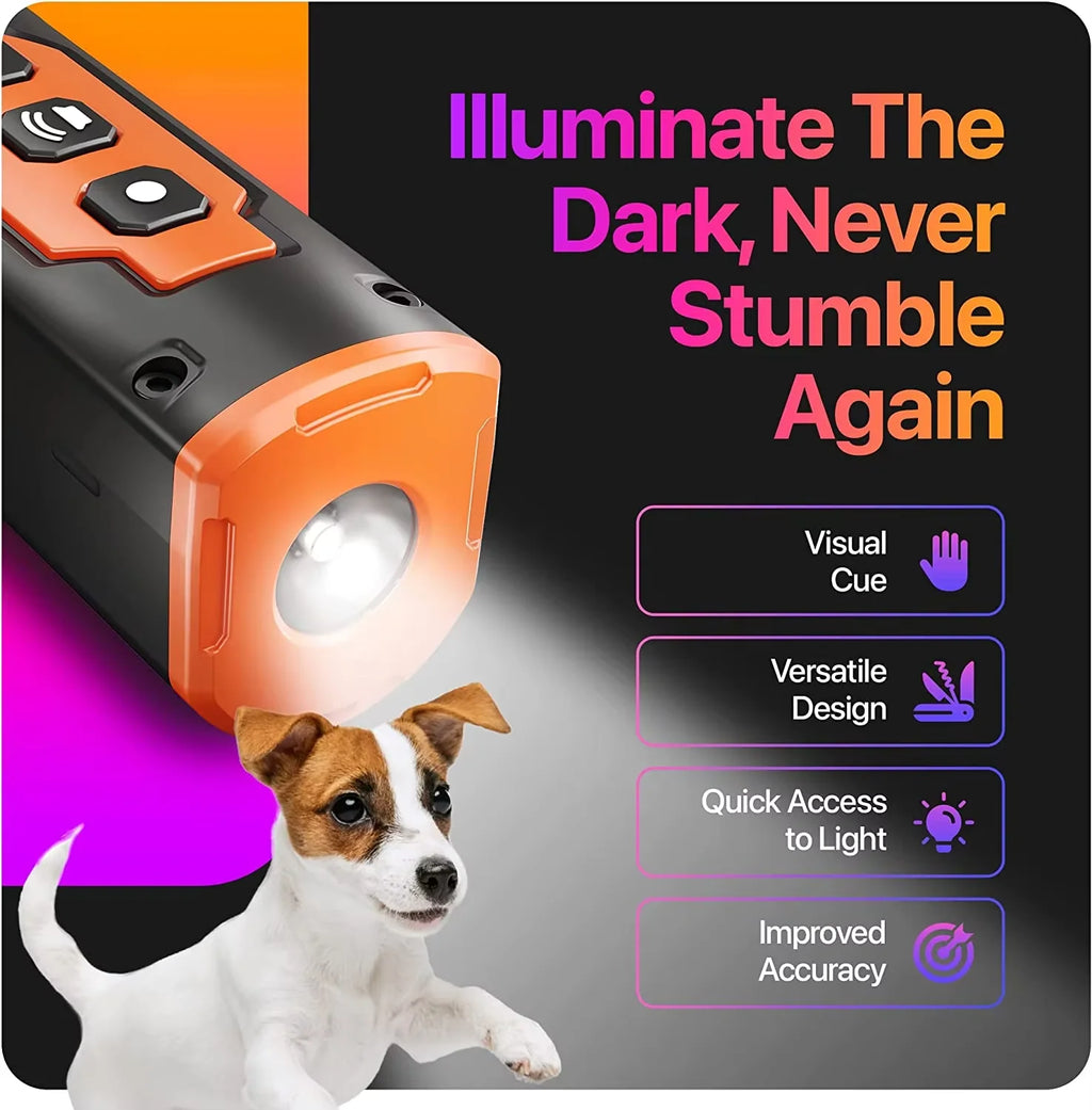 Dog Bark Deterrent Devices, 6 Modes 3X Ultrasonic anti Barking Device for Dogs, 33 FT Range Barks No More Indoors Neighbor Outdoors with Flashlight,Dog Training Device
