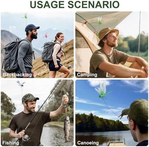 3 Pcs Dragonfly Clip Bug Repellent, 3D Fake Dragon Fly Garden Decor, Dragon Fly Hat Clip,Deer and Horse Fly Deterrent,Humming Bird Stakes,Garden Bird and Fly Scare Devices for Indoor Outdoor