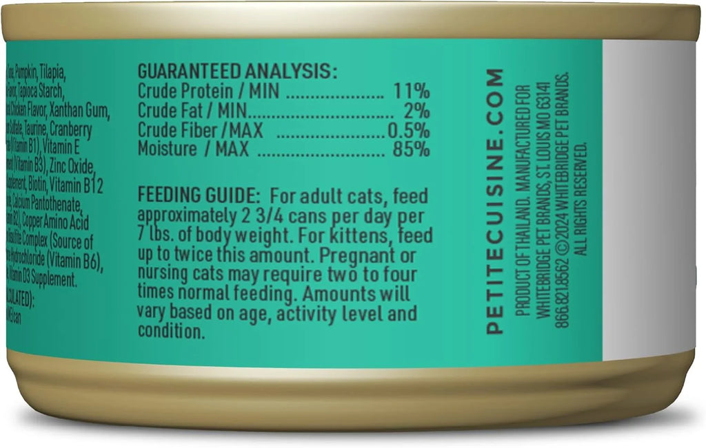 Whole Foods Wet Cat Food, Tuna, Pumpkin & Tilapia Entree in Broth, 2.8 Oz. Can (24 Count)