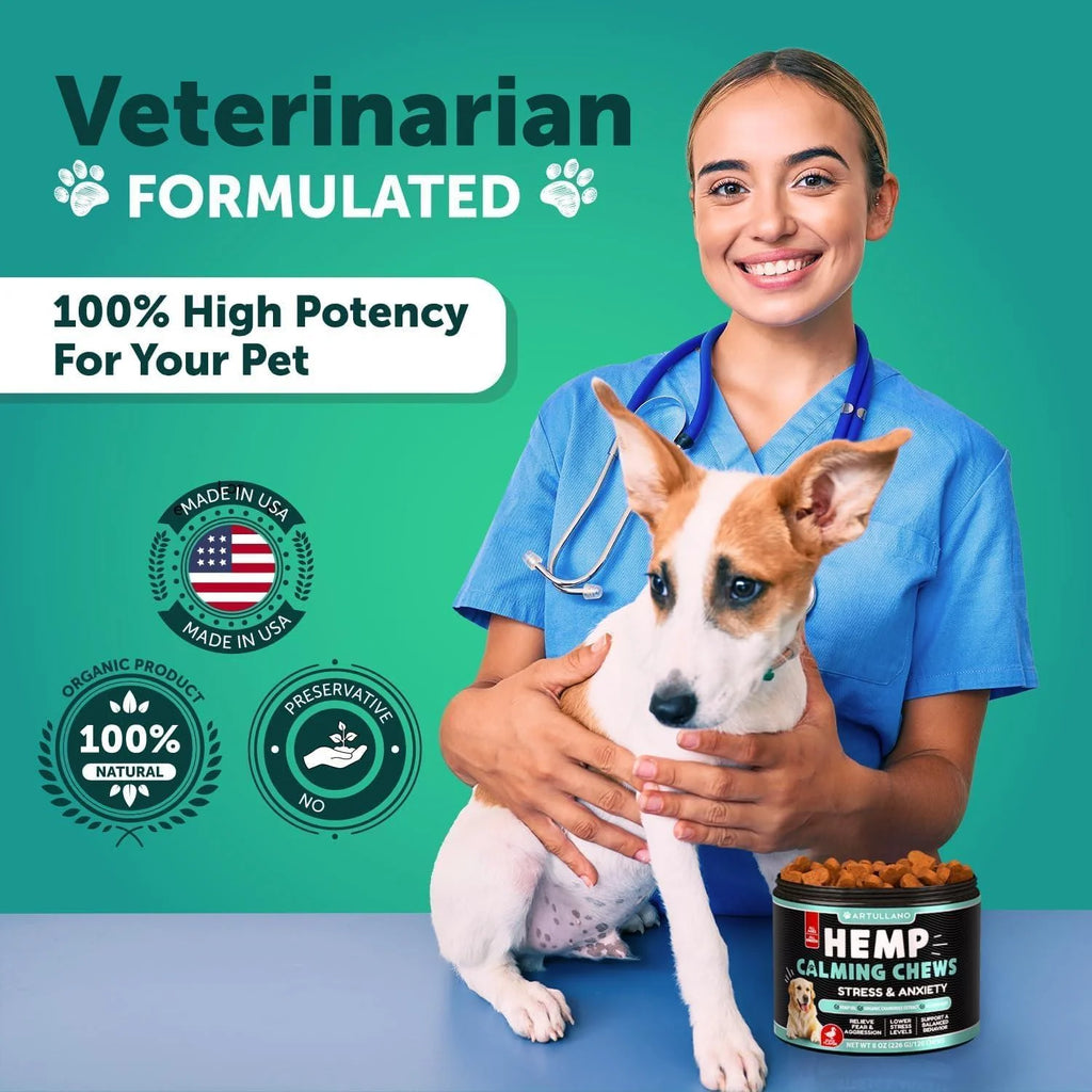 Calming Chews for Dogs 120 Count Anxiety Relief Turmeric & Valerian