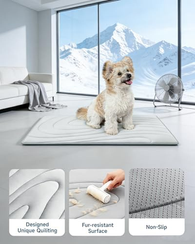Cooling Mat for Dogs, 48" X 28" Self-Cooling Dog Bed with Arc-Chill Technology 3.0, Non-Slip Washable Pet Cooling Pad for Large Dogs, Indoor Outdoor Kennel Floor Use - Grey