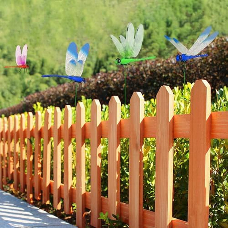 3 Pcs Dragonfly Clip Bug Repellent, 3D Fake Dragon Fly Garden Decor, Dragon Fly Hat Clip,Deer and Horse Fly Deterrent,Humming Bird Stakes,Garden Bird and Fly Scare Devices for Indoor Outdoor