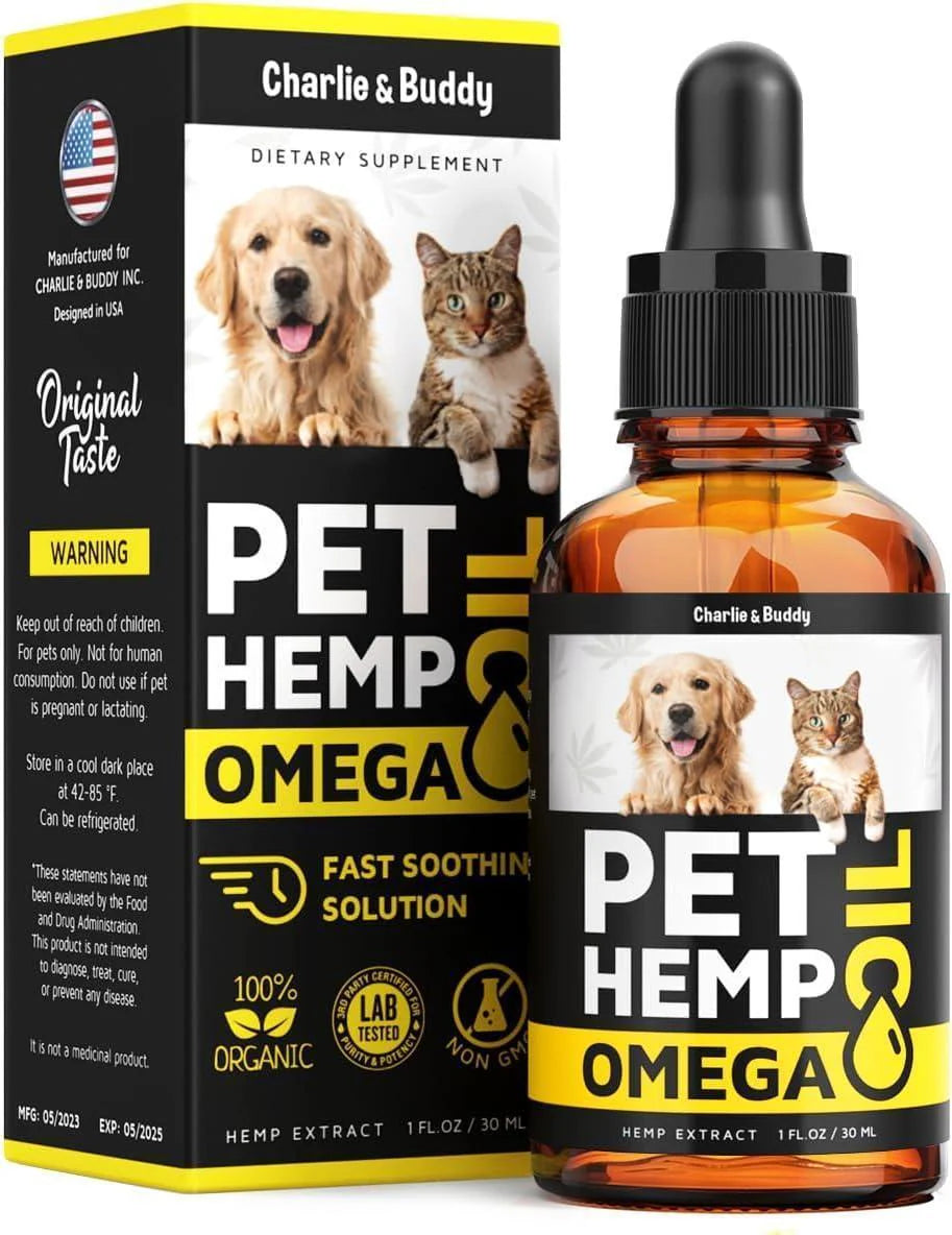 Hemp & Salmon Oil for Dogs Omega 3-6-9 Skin & Coat 1 Fl Oz
