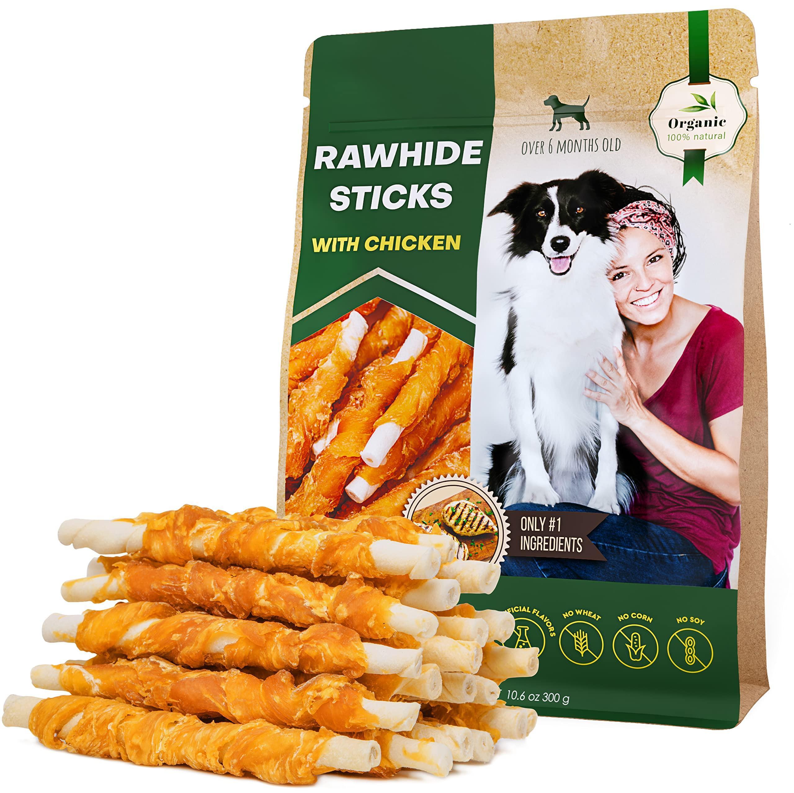 Rawhide Sticks for Dogs Chicken-Wrapped Grain-Free Chews