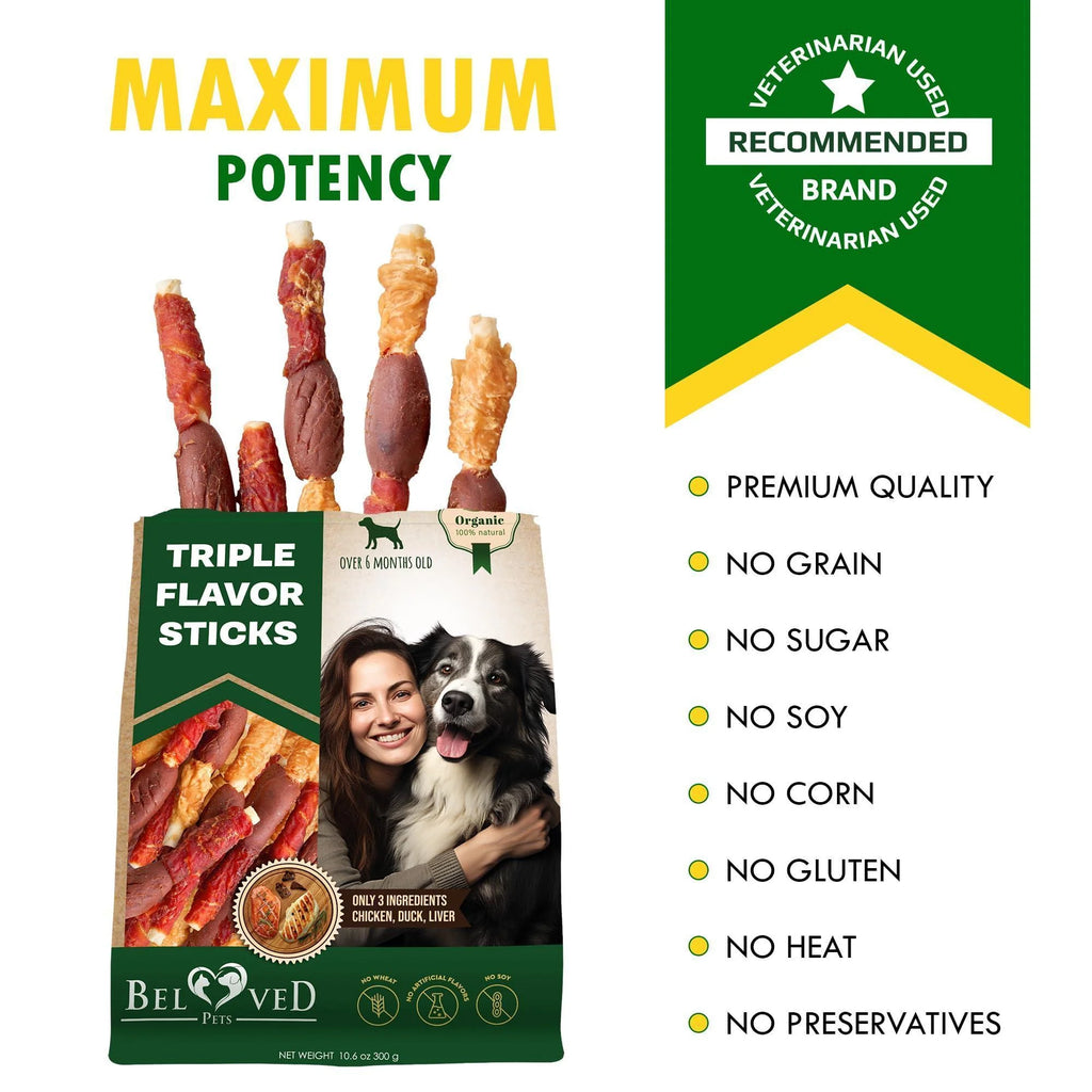 Rawhide Treats for Dogs Duck & Chicken Grain-Free Chews Dental Support