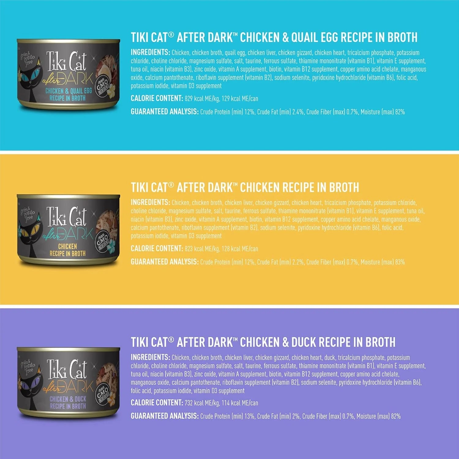 Cat after Dark, Variety Pack, High-Protein and 100% Non-Gmo Ingredients, Wet Cat Food for Adult Cats, 5.5 Oz. Cans (Pack of 8)