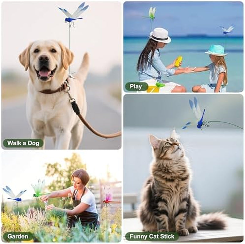 3 Pcs Dragonfly Clip Bug Repellent, 3D Fake Dragon Fly Garden Decor, Dragon Fly Hat Clip,Deer and Horse Fly Deterrent,Humming Bird Stakes,Garden Bird and Fly Scare Devices for Indoor Outdoor