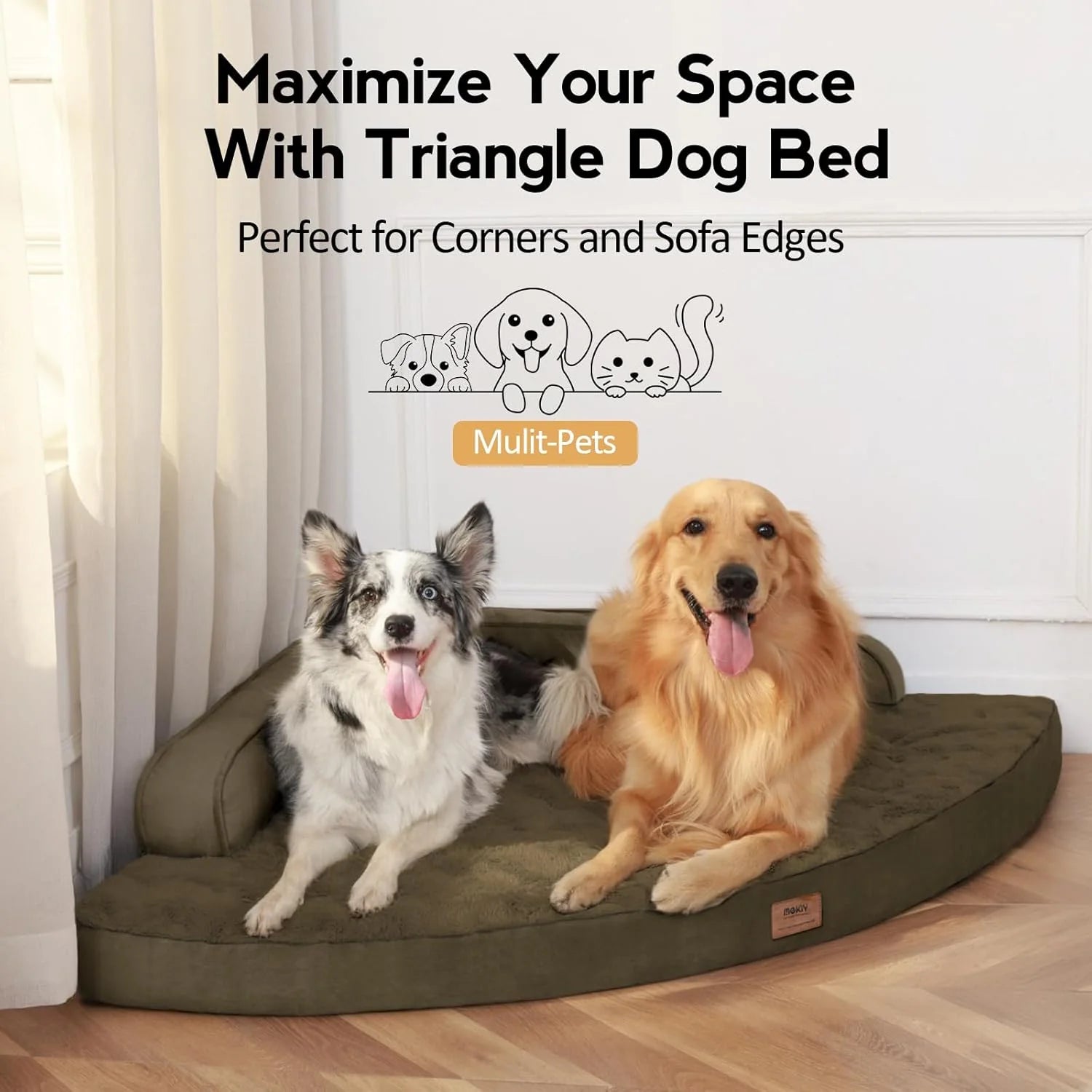 Large Dog Bed - Orthopedic Egg-Crate Memory Foam Dog Beds with Removable Washable Cover, Waterproof Pet Beds with Non-Slip Bottom(Brown)