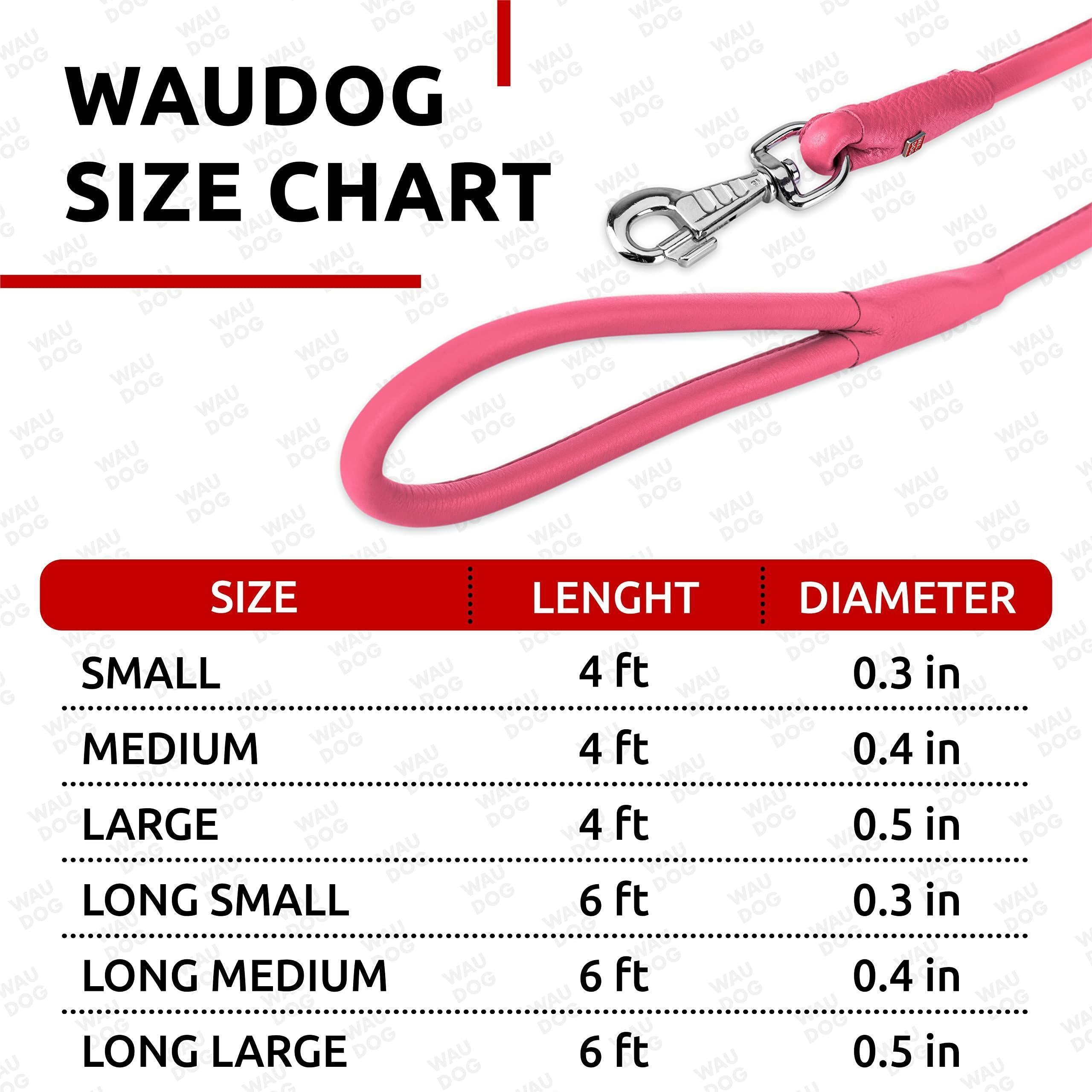 Rolled Leather Dog Leash 4 Ft X 0.5 in All Sizes Pink