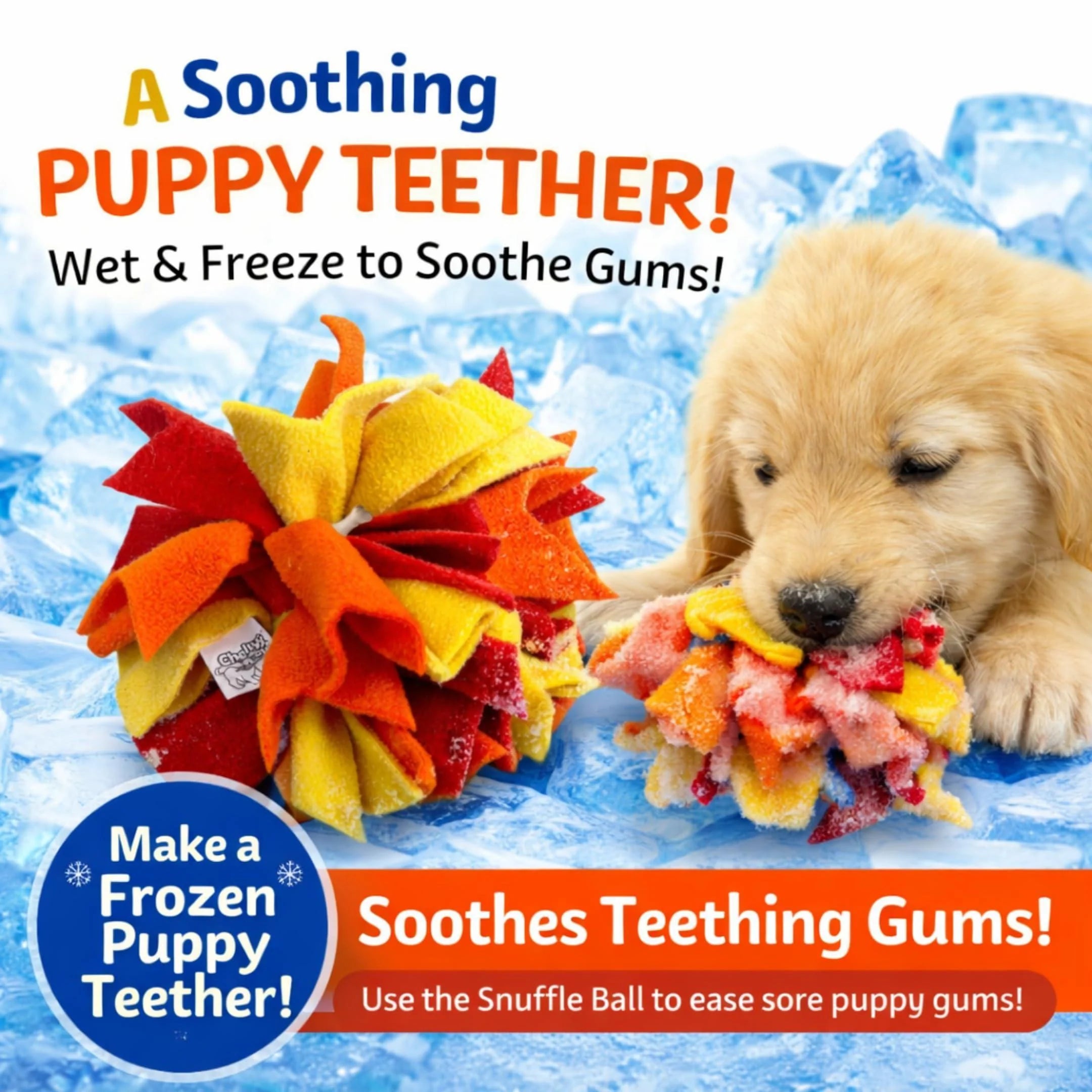 Interactive Snuffle Ball & Treat-Dispenser Toy for Dogs Teething Relief Blue