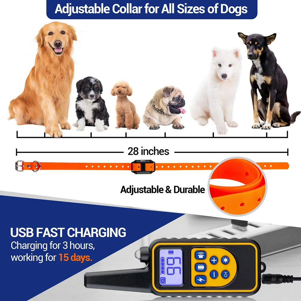 Luxora Rechargeable Waterproof Dog Training Collar with Remote, Multi-Mode Shock, Vibration