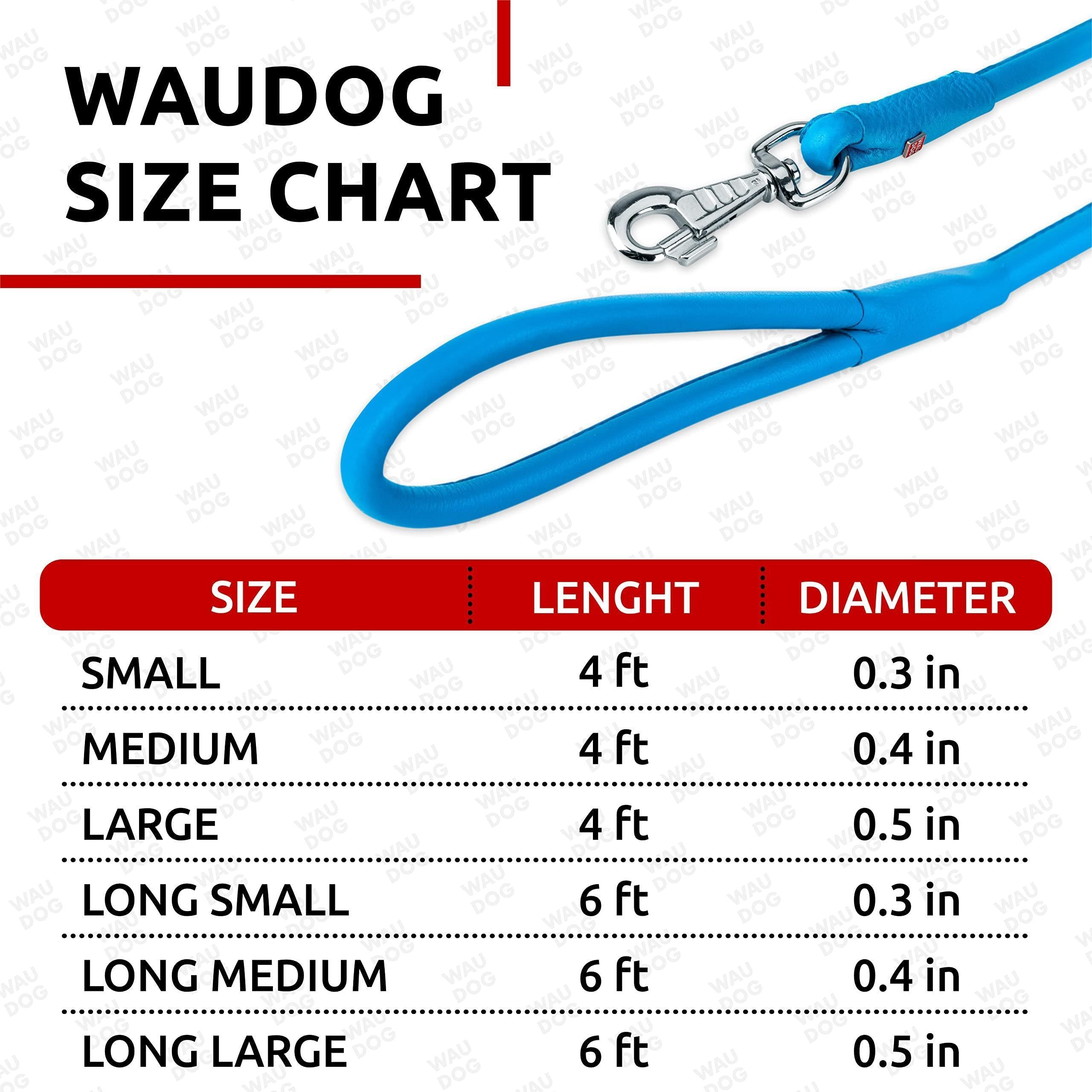 Rolled Leather Dog Leash 4 Ft X 0.3 in All Sizes Blue