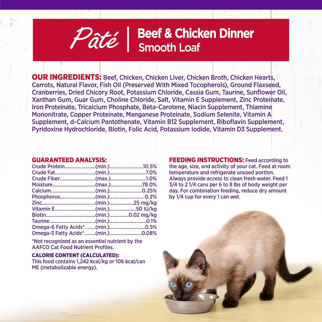 Complete Health Pate Adult Wet Cat Food, Natural, Protein-Rich, Grain Free, 3 Ounce, 24 Pack, (Beef & Chicken)