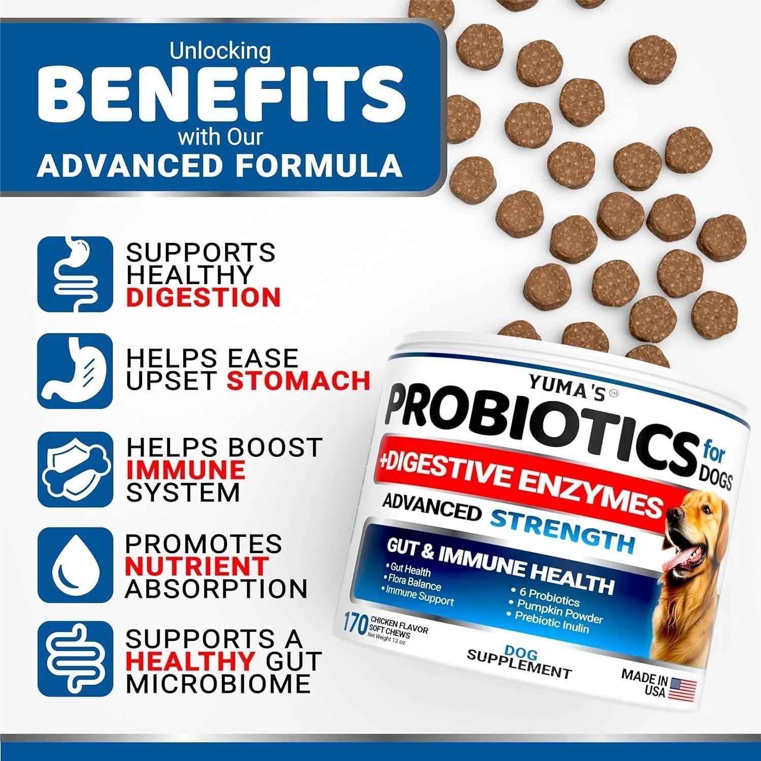 Probiotics for Dogs 340 Count 2-Pack Digestive Enzymes