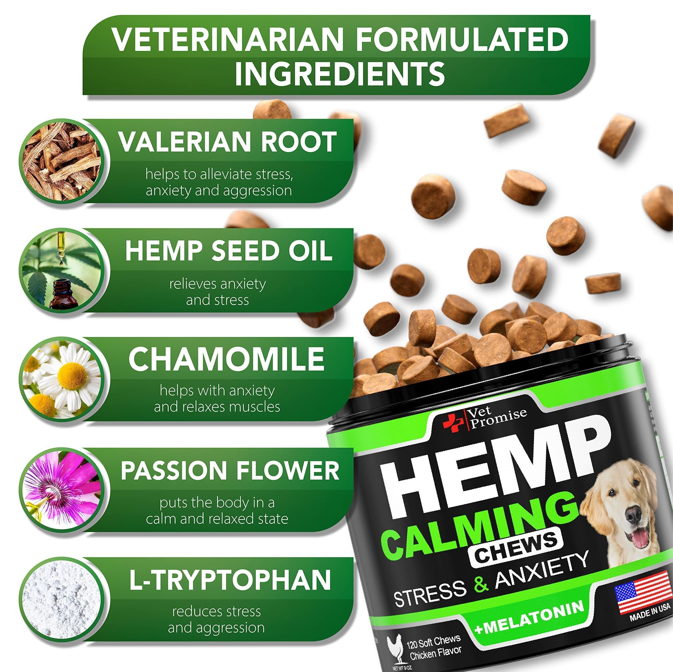 Hemp Calming Chews for Dogs 120 Count Anxiety & Stress Relief