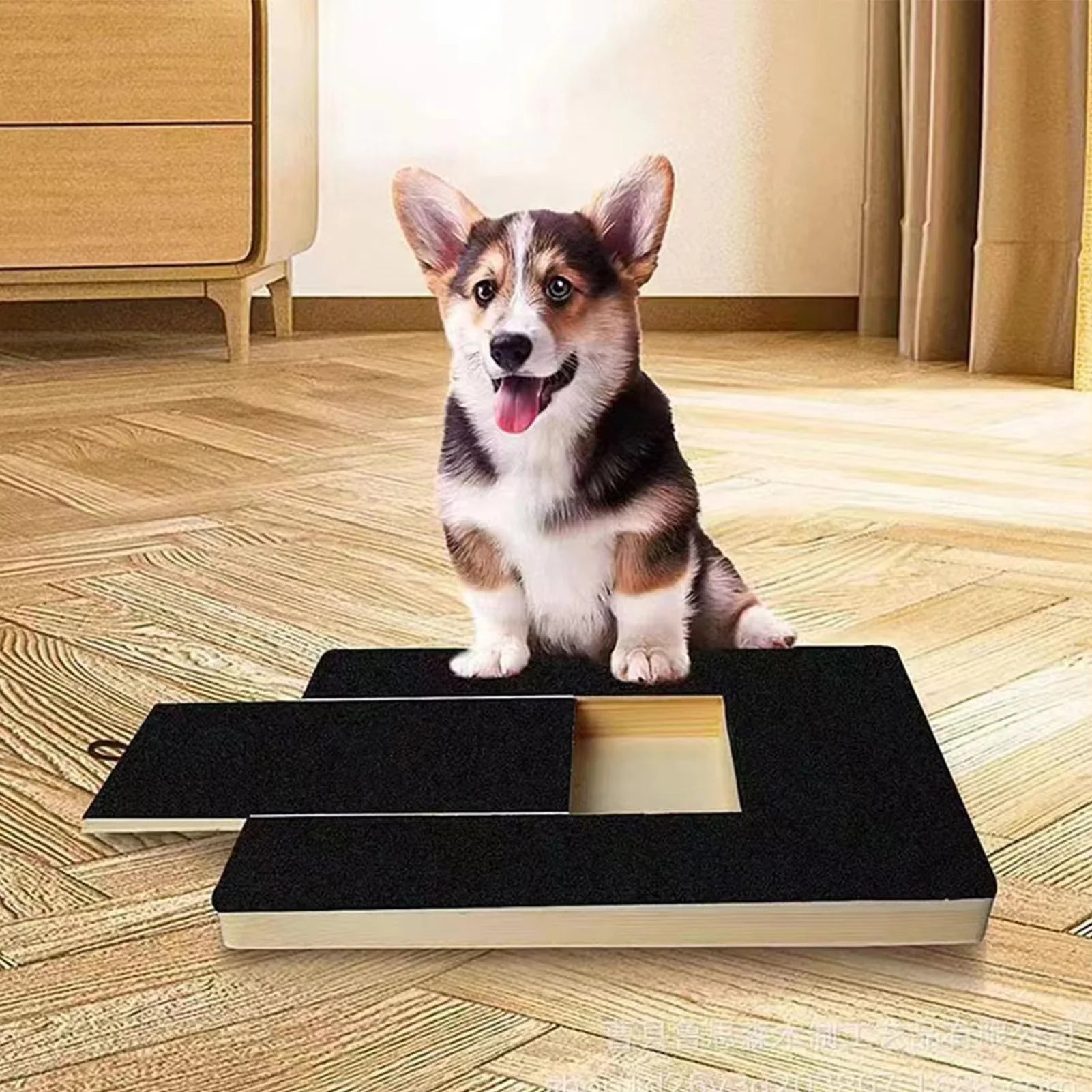 Dog Nail Scratch Board with Treat Drawer, Wooden Nail Scratch Pad for Dogs for Stress-Free Grooming, Dog Scratching Board with Treat Box, Pet Nail Filing Toy for All Breeds