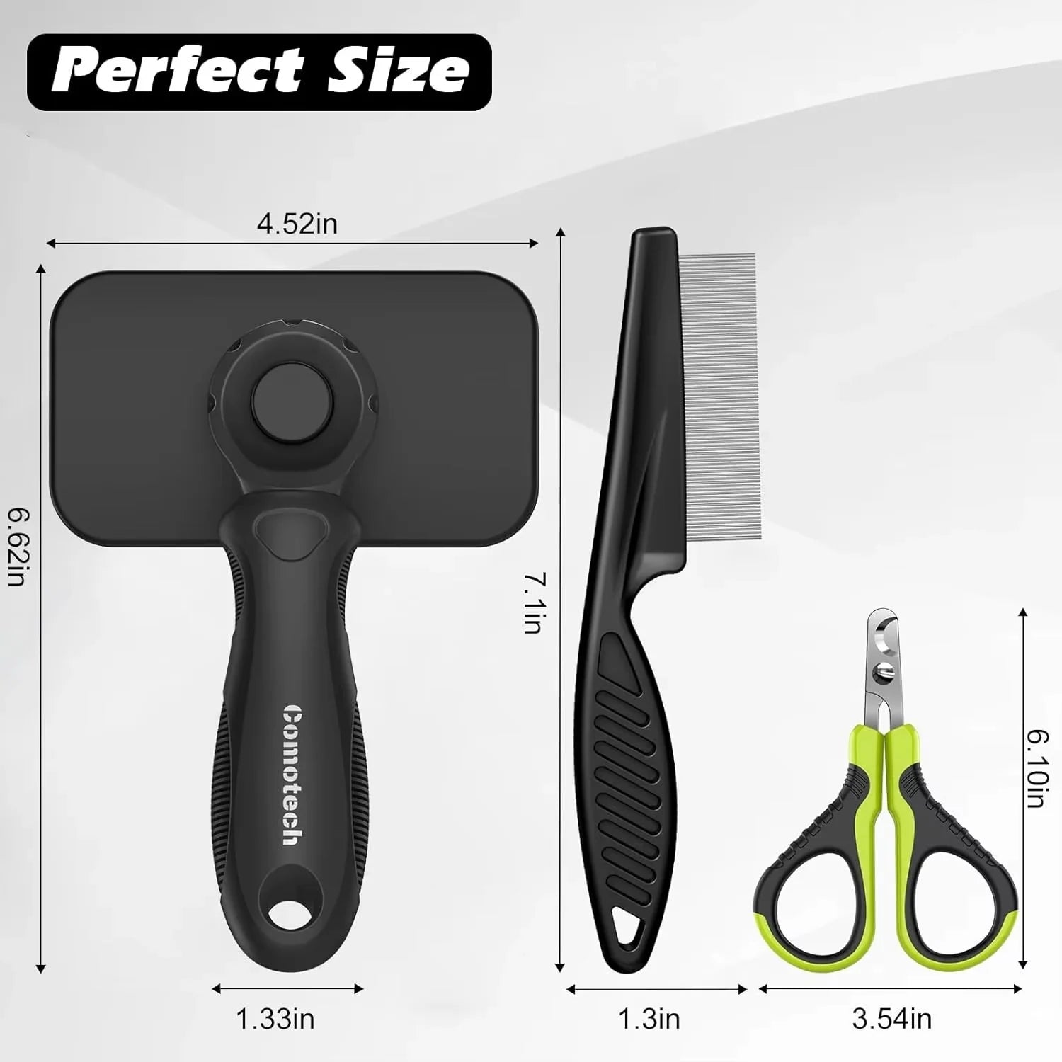 3PCS Cat Grooming Supplies, Cat Brush & Nail Clipper/Trimmer & Flea Comb for Shedding Indoor Cats Essentials Stuff Accessories