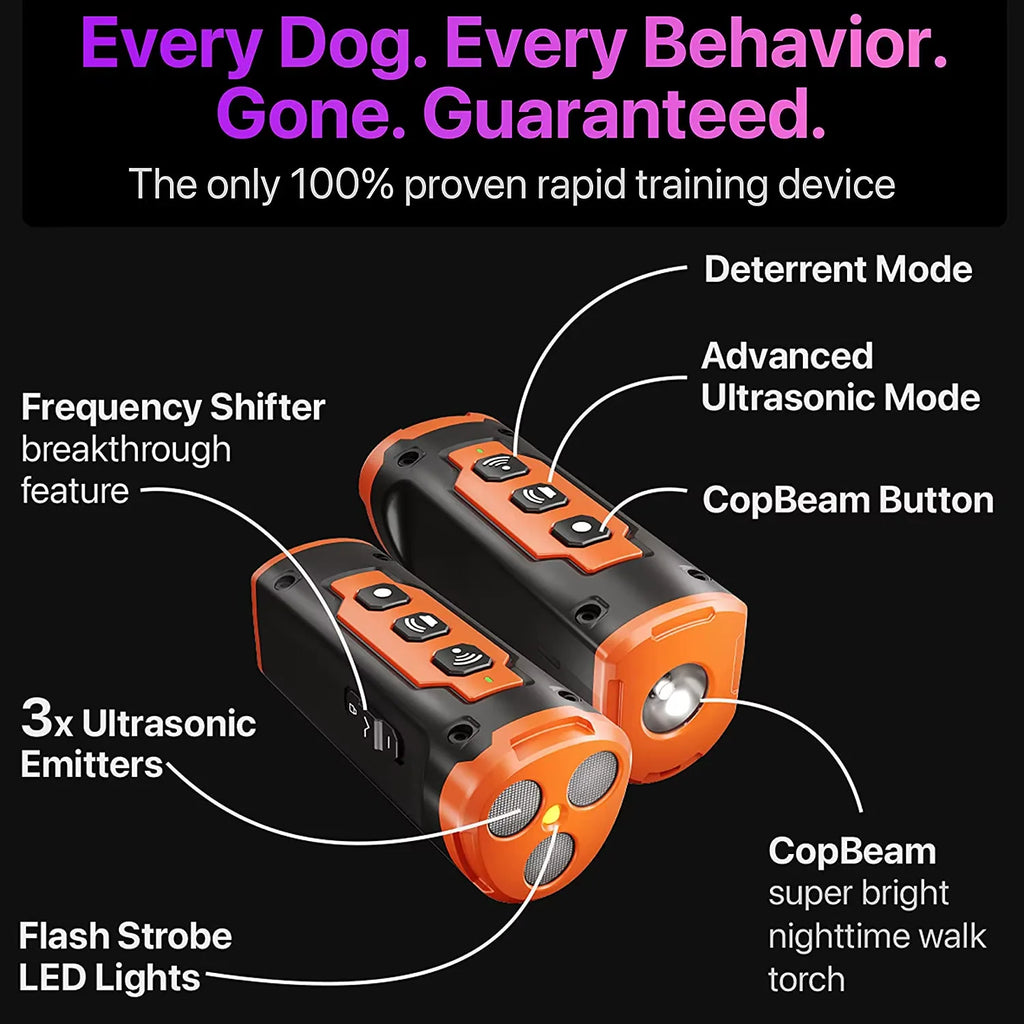 Dog Bark Deterrent Devices, 6 Modes 3X Ultrasonic anti Barking Device for Dogs, 33 FT Range Barks No More Indoors Neighbor Outdoors with Flashlight,Dog Training Device