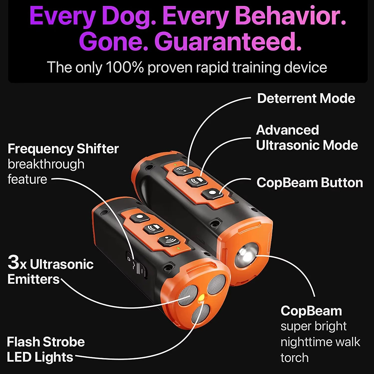 Dog Bark Deterrent Devices, 6 Modes 3X Ultrasonic anti Barking Device for Dogs, 33 FT Range Barks No More Indoors Neighbor Outdoors with Flashlight,Dog Training Device