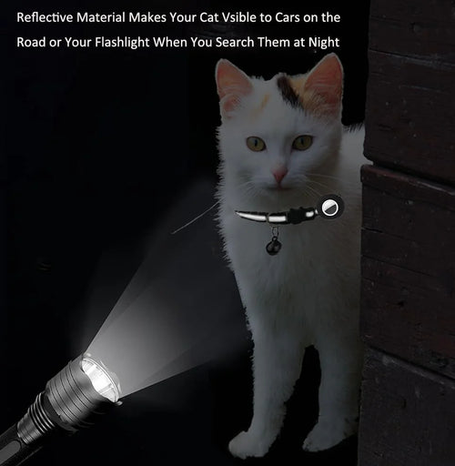 Breakaway Airtag Cat Collar with Reflective Strip, Compatible with Airtag – Lightweight and Adjustable Kitten Collar for Boy and Girl Kittens, Includes Safety Release Buckle and Bell