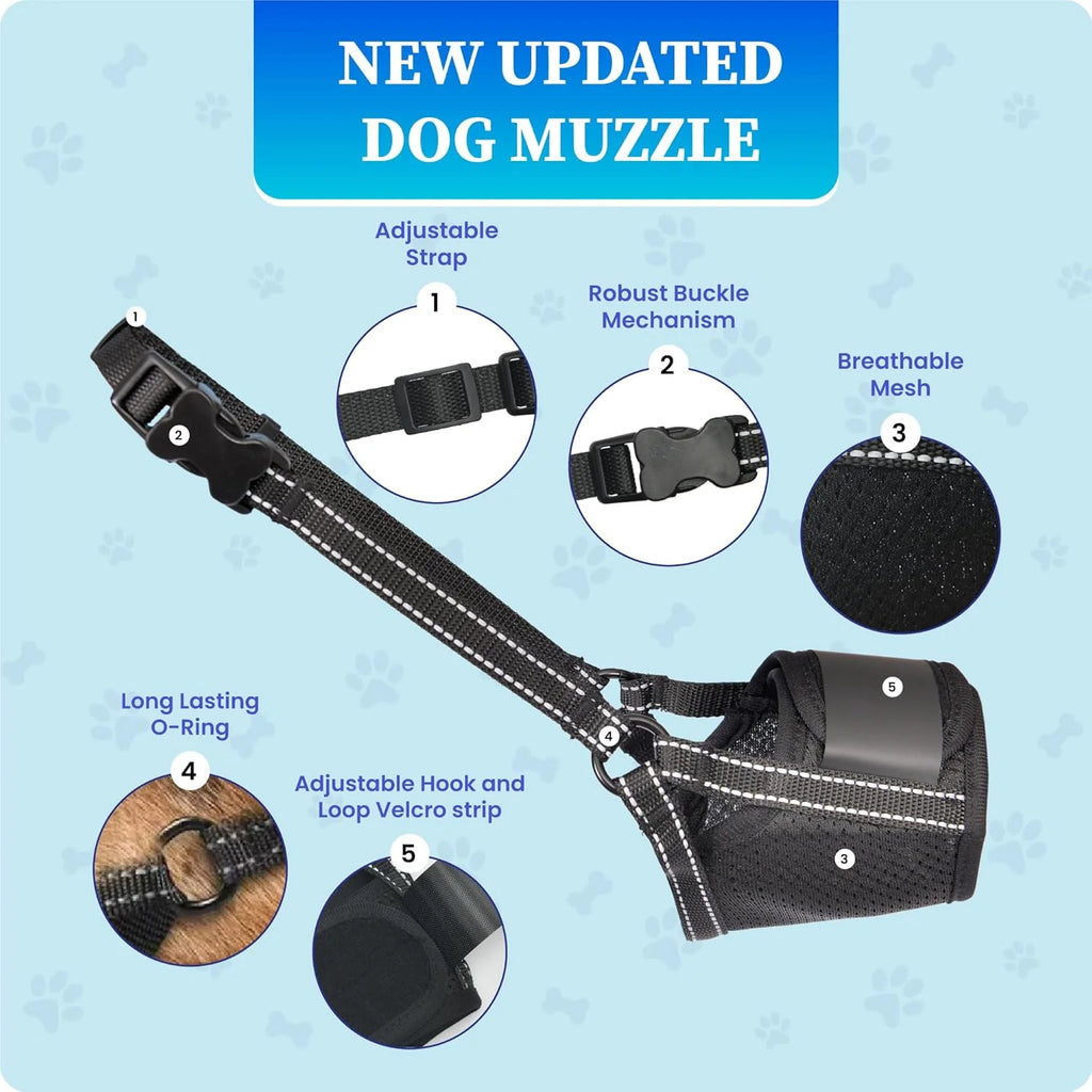 Dog Muzzle for Large Dogs - Soft Breathable Muzzle for Large Sized Dog with Air Mesh | Adjustable Mussels for Dogs Grooming | Muzzles to Prevent Biting Barking Chewing Allows Panting Drinking