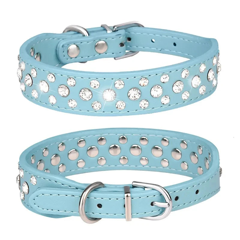 Pet Collars for Small Dogs, Pet Collars, Rhinestone PU Collars for Cats and Dogs, Adjustable to Prevent Pets from Being Lost